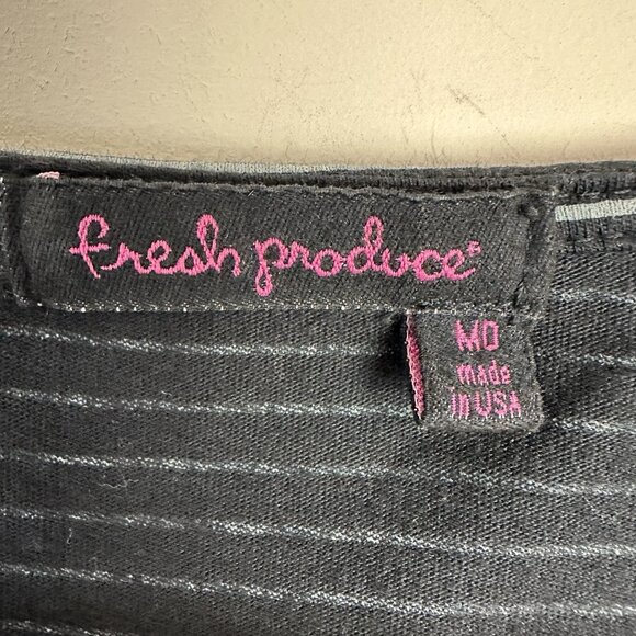 Fresh Produce Dress M Striped Pockets Trapeze Shift Loose Flowy‎ Midi Black Gray - Picture 2 of 7